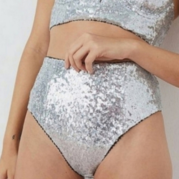 For Love‎ And Lemon Silver Sequin High Waist Panty - Picture 4 of 9